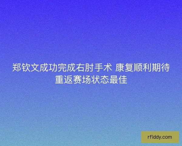 郑钦文成功完成右肘手术 康复顺利期待重返赛场状态最佳