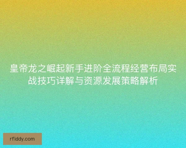 皇帝龙之崛起新手进阶全流程经营布局实战技巧详解与资源发展策略解析